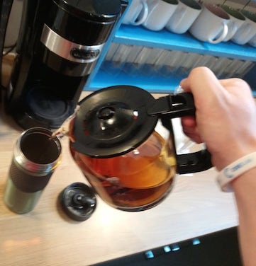 Pouring coffee in the CodeClan kitchen